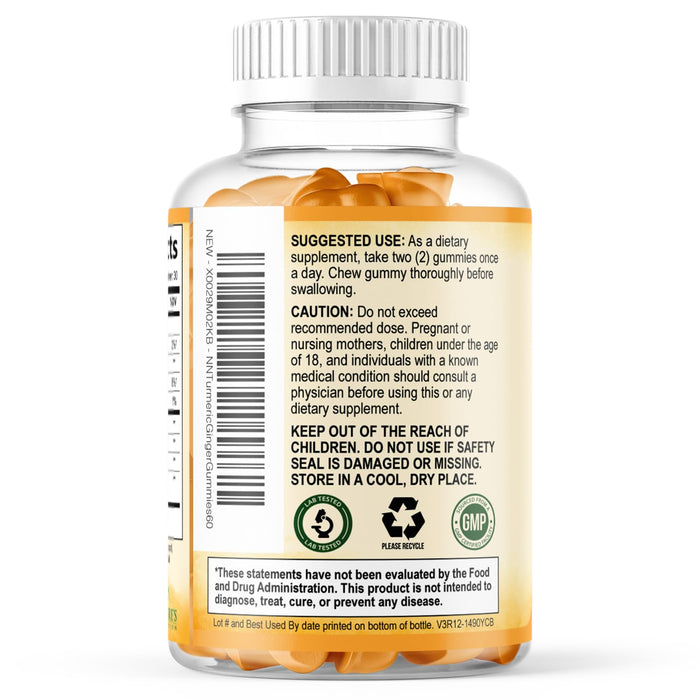 Turmeric Gummies with Black Pepper & Ginger for Absorption â€“ 60 Gummies