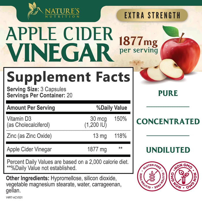 Apple Cider Vinegar 1877 mg - 60 Capsules