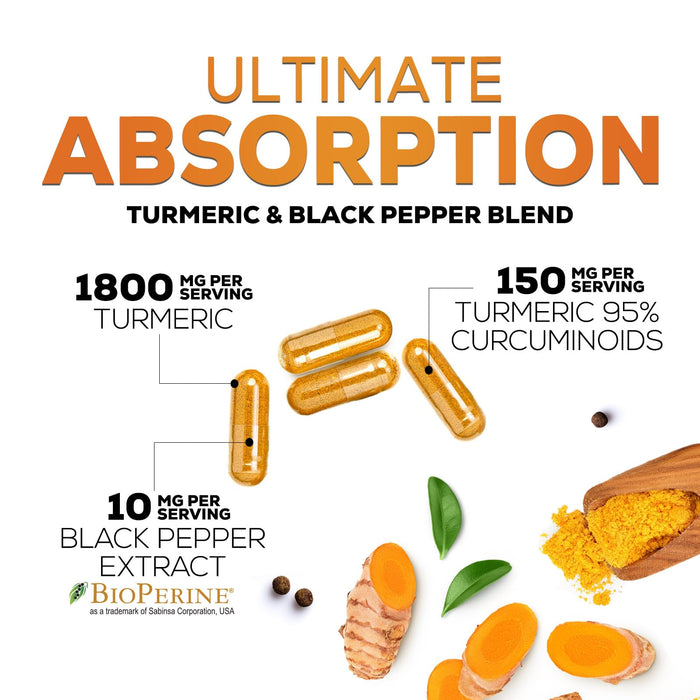 Turmeric Curcumin + Black Pepper 1950 mg - 180 Capsules