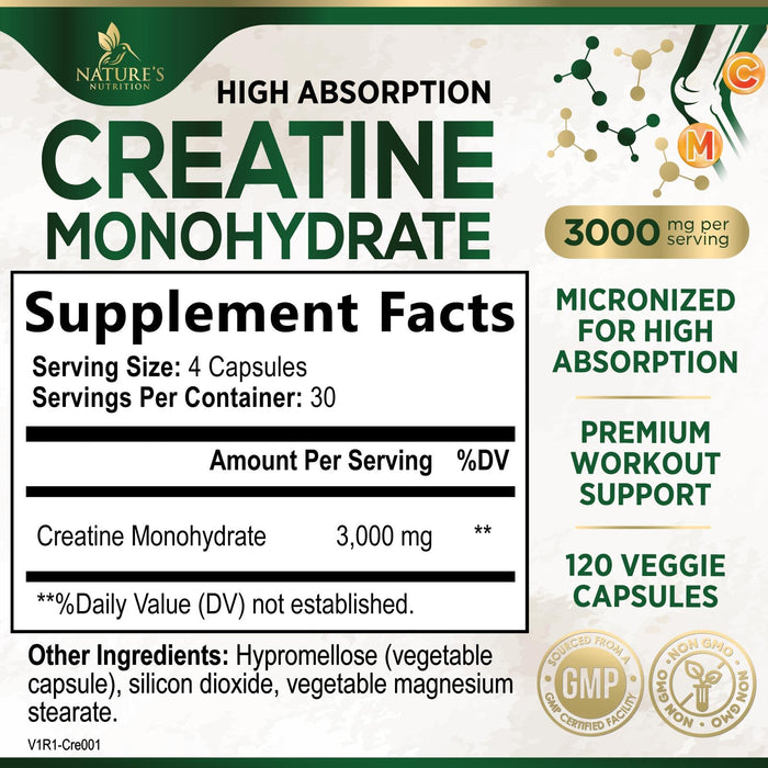 Creatine Monohydrate 3000 mg - 120 Capsules