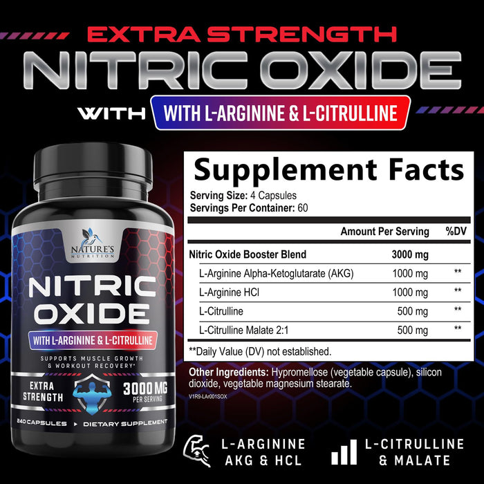 Nitric Oxide Support 3000 mg - 240 Capsules