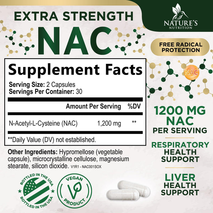 NAC (N-Acetyl Cysteine) 1200 mg - 60 Capsules