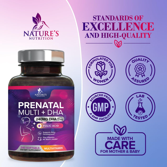Prenatal Multivitamin + Folic Acid & DHA - 240 Softgels