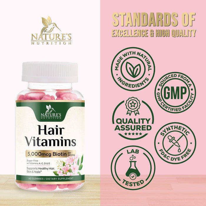 Hair, Skin & Nails Vitamins 5000 mcg - 60 Gummies