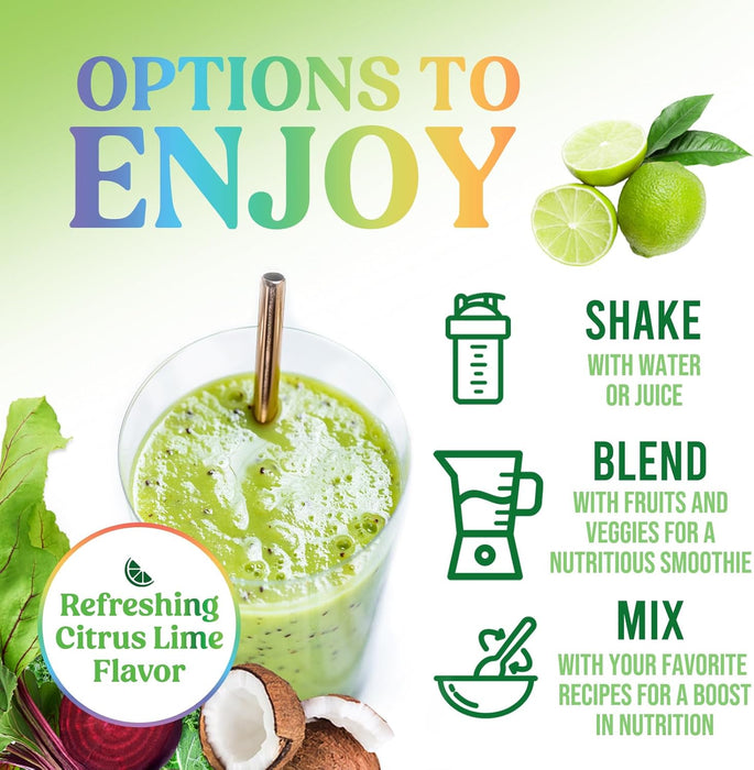 Organic Super Greens Powder Superfood - Original Organic Greens Superfood Smoothie Mix Powder, Antioxidants & Probiotics, Spirulina, Chlorella, Whole Foods, Digestive & Gut Health Support, 28 Servings
