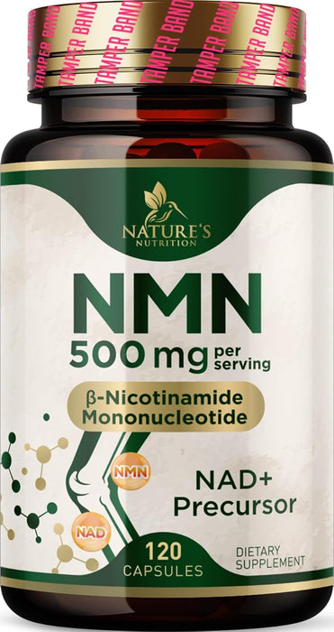 NMN Supplement - β-Nicotinamide Mononucleotide (NMN) 500 mg Per Serving - Pure NMN Formula - NAD+ Precursor Supplement - Cellular Energy & NAD Support - Vegan Capsules - Bottled in USA - 120 Capsules