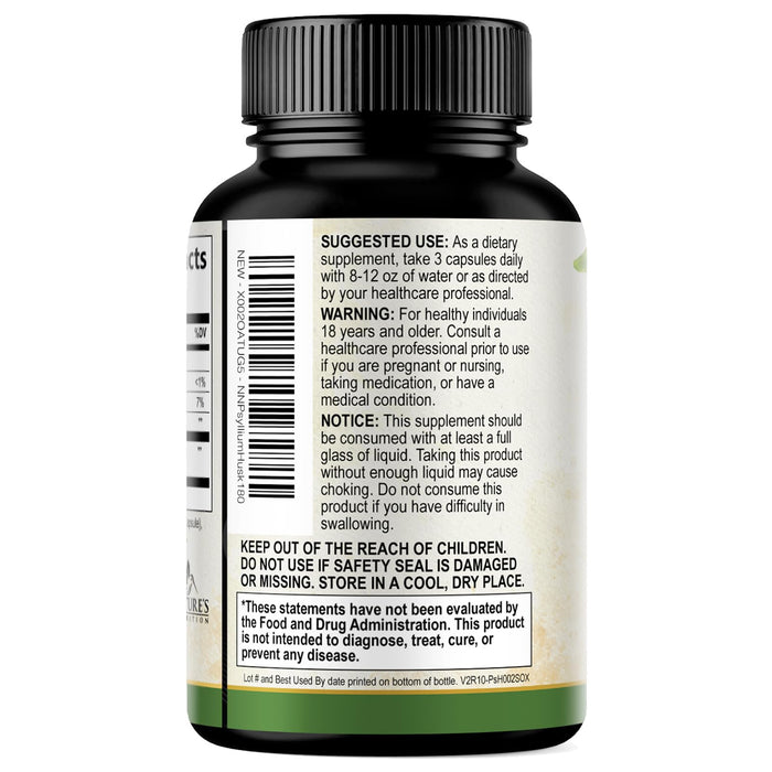 Psyllium Husk Fiber 1500mg â€“ 180 Capsules