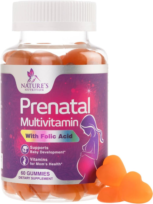 Nature's Prenatal Multivitamin Gummy with Folic Acid, Prenatal Vitamins w/Folate, Choline, Vitamin A, C, D3, B12 & B6, Before, During & After Pregnancy Vitamins for Women