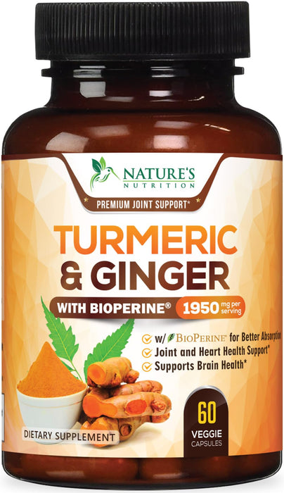 Turmeric Curcumin + Ginger & Black Pepper 1950 mg - 60 Capsules