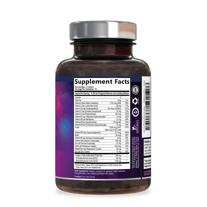 Prenatal Multivitamin + Folic Acid & DHA - 180 Softgels