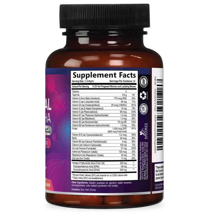 Prenatal Multivitamin + Folic Acid & DHA - 60 Softgels