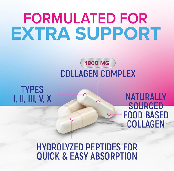 Collagen for Women & Men - Type I, II, III, V, X Collagen PillsComplex, Grass Fed Non-GMO, Nature's Hydrolyzed Multi Collagen Peptides Supplement, Hair, Skin, Nail, Joint Health Support