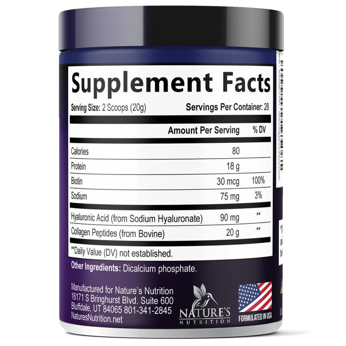 Collagen Peptides Powder + Hyaluronic Acid - Unflavored, 28 Servings