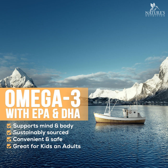 Fish Oil 2400 mg with Omega 3 EPA & DHA - Triple Strength Omega 3 Supplement - Omega 3 Fish Oil Supports Heart Health, Nature's Brain & Immune Support - Non-GMO Fish Oil Supplements