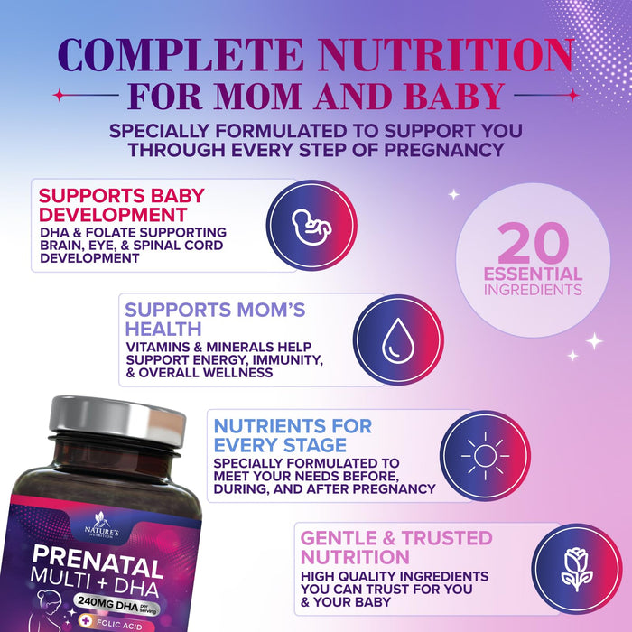 Prenatal Multivitamin + Folic Acid & DHA - 180 Softgels