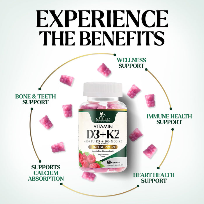 Vitamin D3 + K2 (MK-7) - 60 Gummies