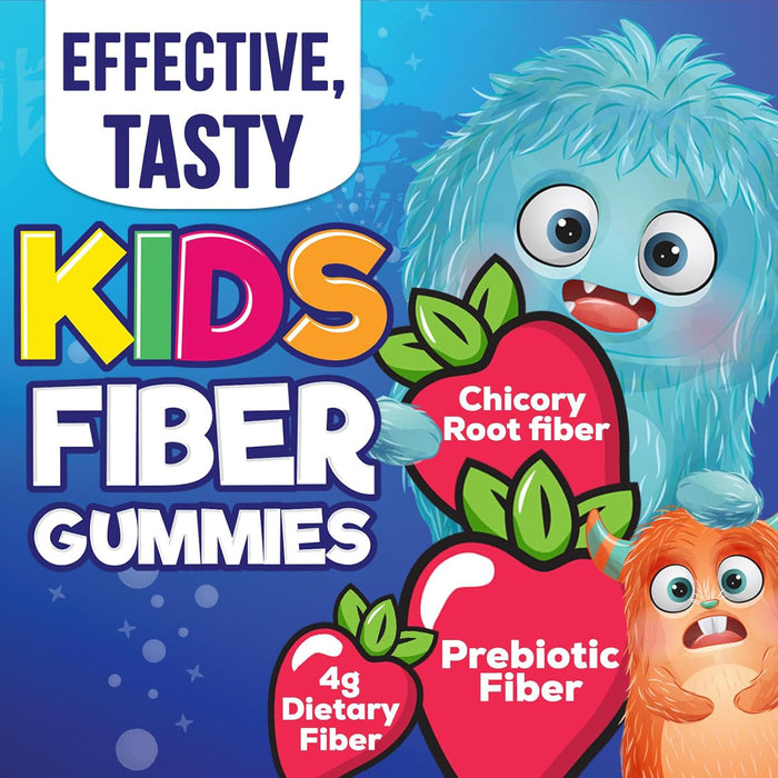 Kids Fiber Gummy Bears Supplement - Daily Prebiotic Fiber for Kids, Supports Regularity, Digestive Health & Immune Support, Nature's Plant Based Chicory Root Vitamins, Vegan, Berry Flavor