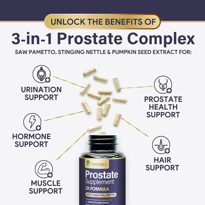 Prostate Support Supplement for Men's Health - Formula with Extra Strength Saw Palmetto, Beta Sitosterol, Lycopene - Supports Prostate & Urinary Health - Non-GMO, Gluten Free Supplement