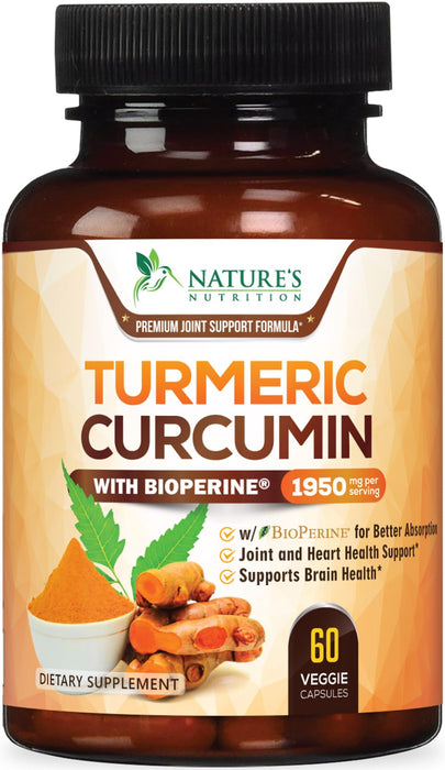 Turmeric Curcumin + Black Pepper 1950 mg - 60 Capsules