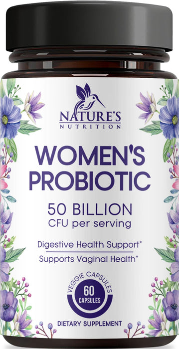 Probiotics for Women 50 Billion CFU - Digestive Health, Vaginal pH & Immune Support, Prebiotics & Cranberry, Gut Health & Urinary Support, 5 Strains, Shelf Stable Women's Probiotic - 60 Capsules