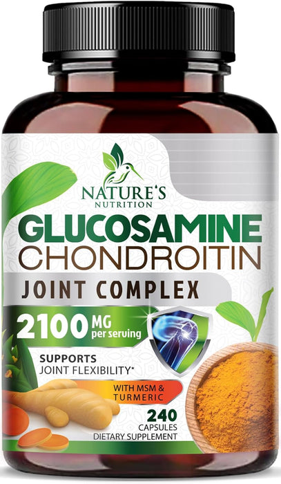 Glucosamine Chondroitin MSM Complex - Joint Support Supplement Turmeric & Boswellia, Triple Strength Glucosamine Capsules - Support for Joint Health & Mobility with Quercetin Bromelain