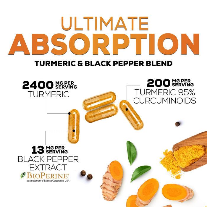 Turmeric Curcumin + Black Pepper 2600 mg - 180 Capsules