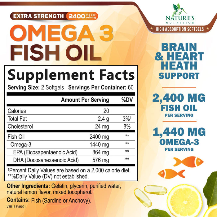 Omega-3 Fish Oil 2400 mg - 120 Softgels