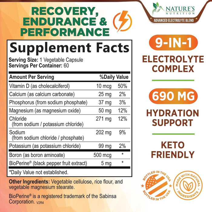 Electrolyte Salt Tablets for Runners - Keto Electrolytes Supplement Pills, Vegetarian Non-GMO & Gluten-Free Electrolyte Capsules - Potassium, Magnesium & Sodium for Hydration