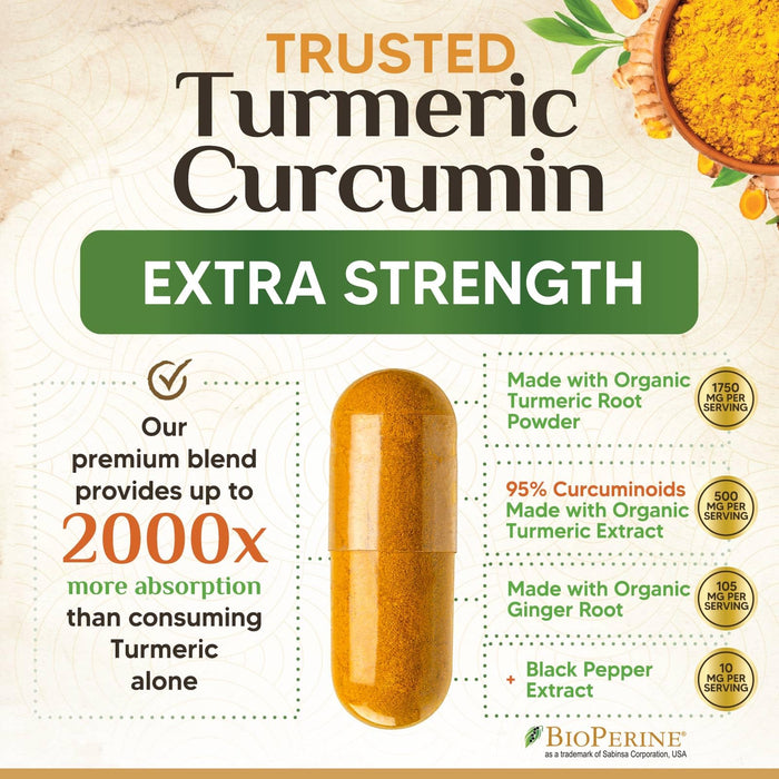 Turmeric Curcumin + Ginger & Black Pepper 1750 mg - 360 Count