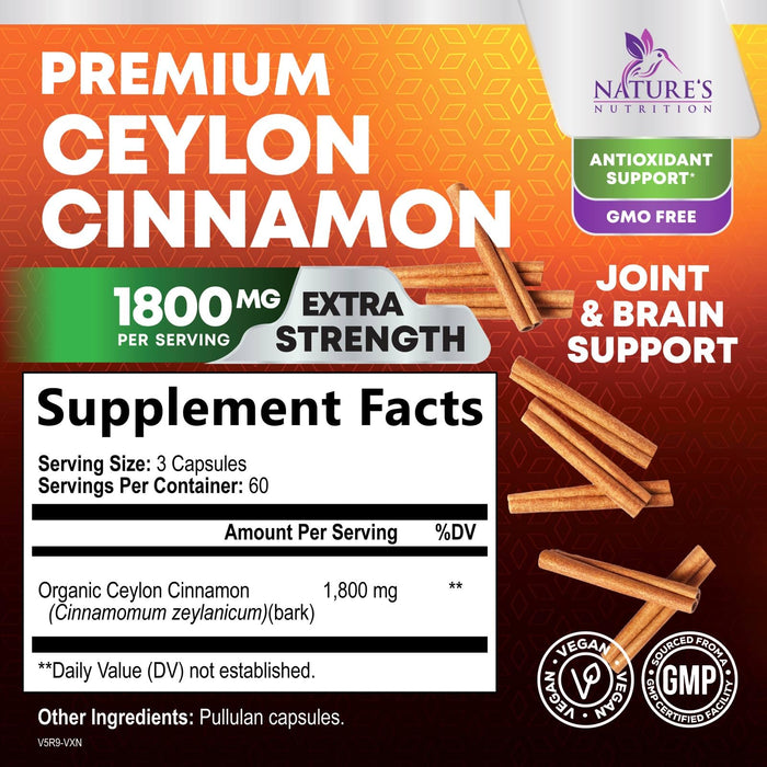 Ceylon Cinnamon 1800 mg - 180 Capsules