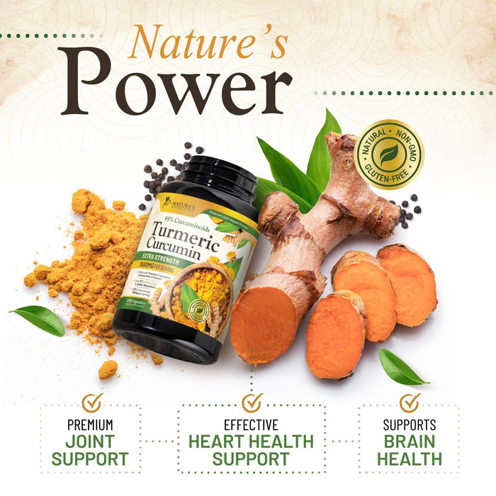 Turmeric Curcumin Supplement 1500mg - Organic Tumeric & BioPerine Black Pepper for Best Absorption with 95% Curcuminoids, Nature's Joint & Immune Support, Non-GMO, Bottled in USA