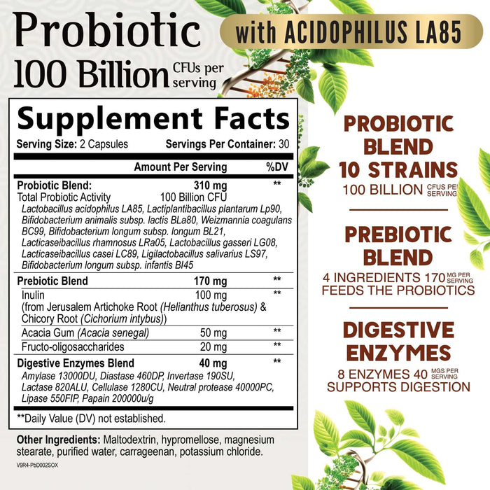 Probiotic + Prebiotics 100 Billion CFU - 60 Capsules