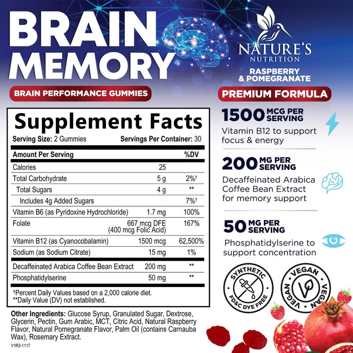 Brain & Focus Nootropic Formula â€“ 60 Vegan Gummies