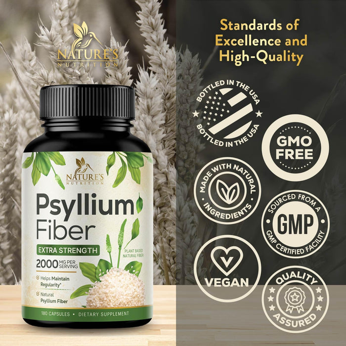 Psyllium Husk Fiber 1500mg â€“ 180 Capsules