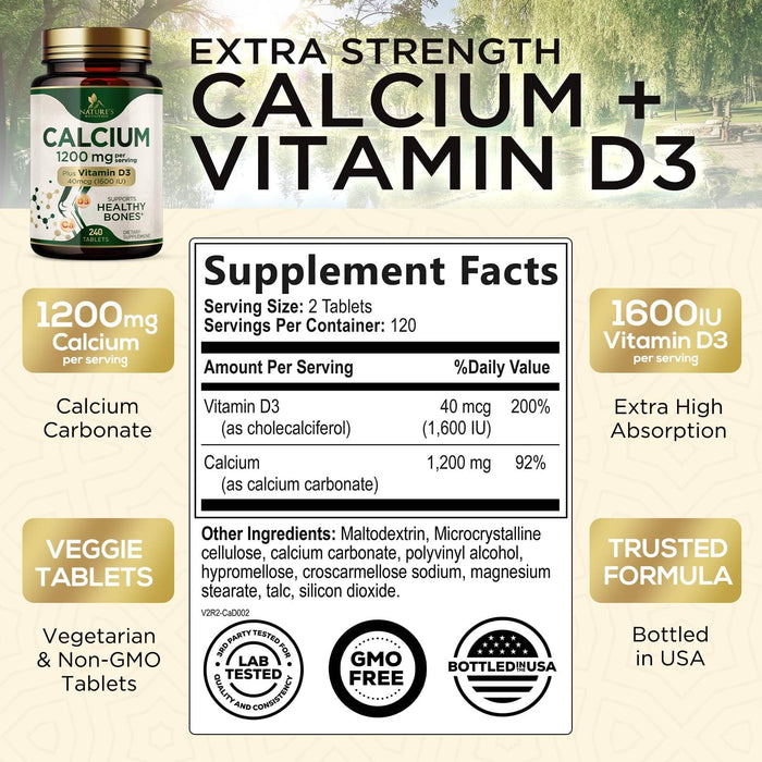 Calcium 1200 mg with Vitamin D3 â€“ 240 Tablets