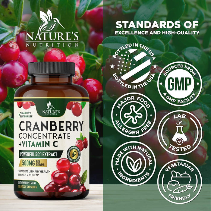 Cranberry Pills for Women â€“ 500mg â€“ 120 Capsules