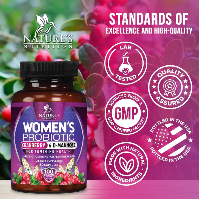 Women's Probiotic + Cranberry & Prebiotics 60 Billion CFU - 60 Capsules