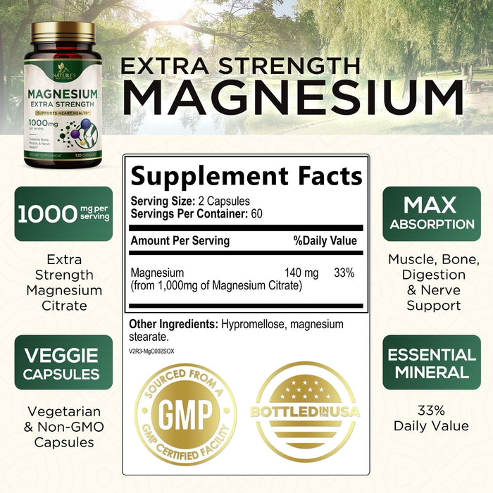 Magnesium 1000 mg - 120 Capsules