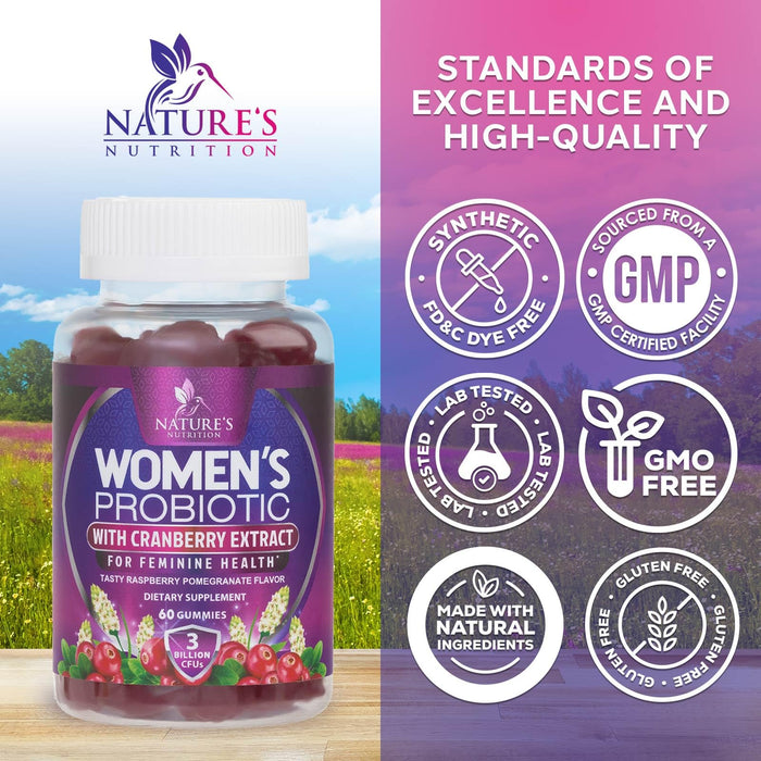 Probiotics for Women Gummies with Cranberry â€“ 3 Billion CFU â€“ 60 Gummies