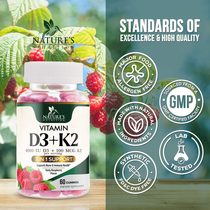 Vitamin D3 + K2 (MK-7) - 60 Gummies