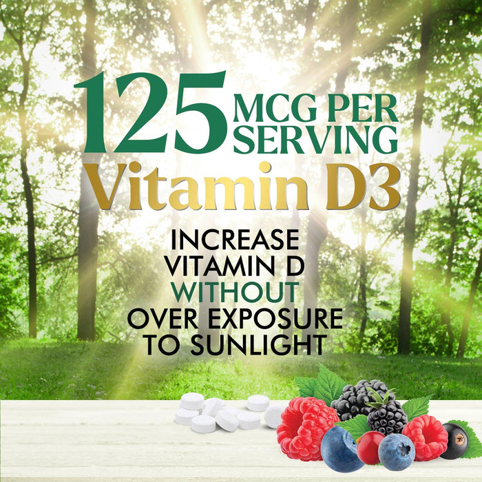 Vitamin D3 5000 IU (125 mcg) Nature's Vitamin D Chewable for â€“ 120 Count Tablets
