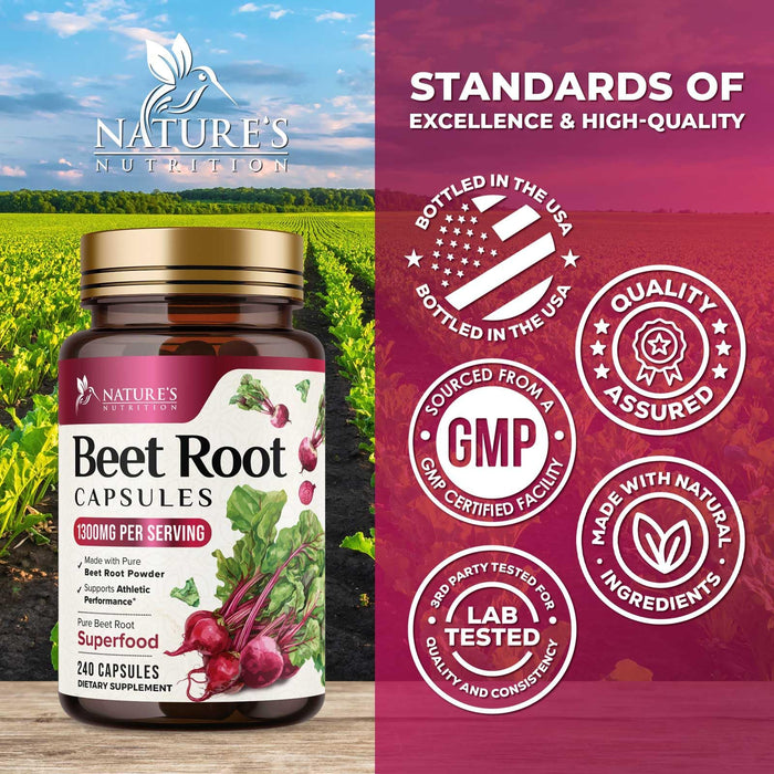 Beet Root Capsules 1300mg â€“ 240 Veggie Capsules