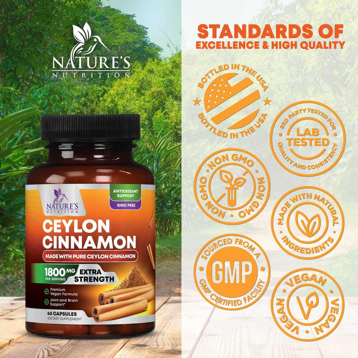 Ceylon Cinnamon 1800 mg - 60 Capsules