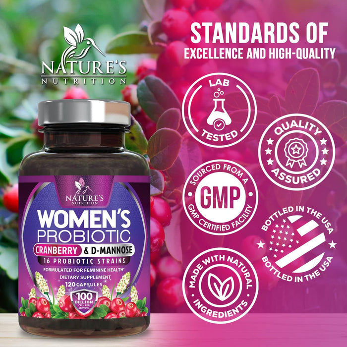 Women's Probiotic + Cranberry & Prebiotics 60 Billion CFU - 120 Capsules