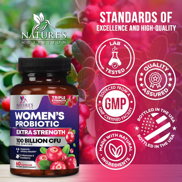 Women's Probiotic + Cranberry & Prebiotics 90 Billion CFU - 60 Capsules