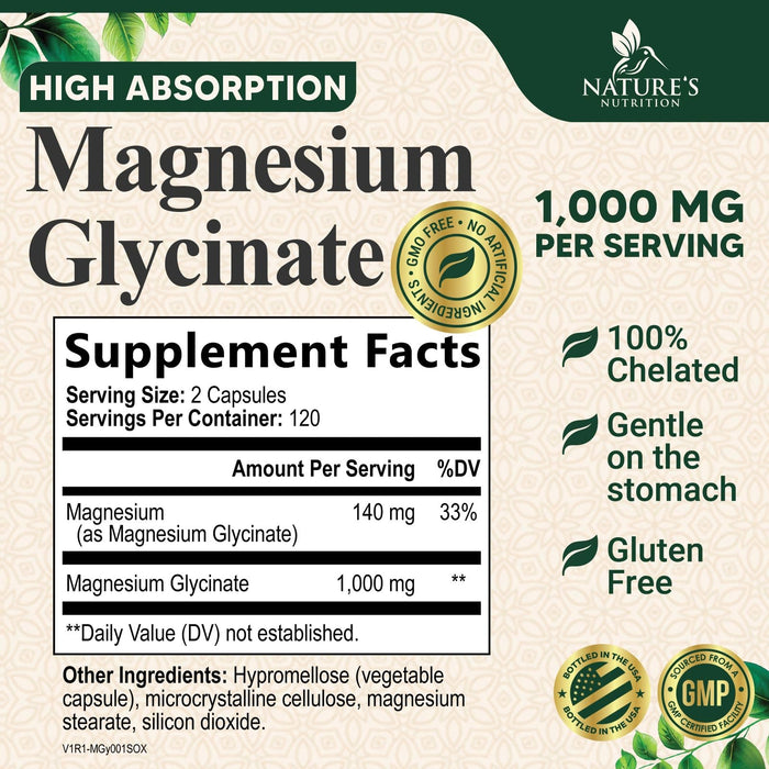 Magnesium Glycinate 1000 mg - 240 Capsules