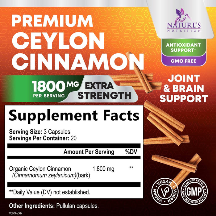 Ceylon Cinnamon 1800 mg - 60 Capsules