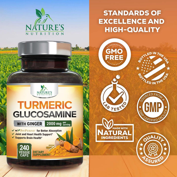 Turmeric Curcumin 2000mg with Glucosamine Chondroitin & Ginger – 240 Capsules