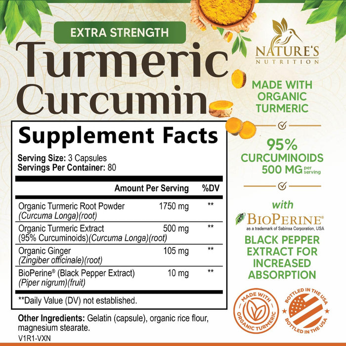 Turmeric Curcumin + Ginger & Black Pepper 1750 mg - 240 Count