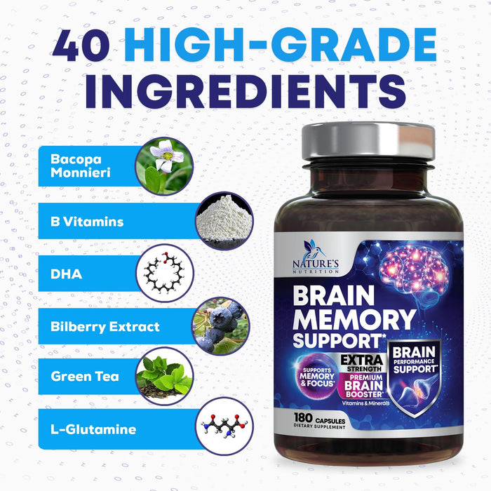 Nature's Brain Supplement for Memory, Focus, Concentration & Clarity S –